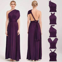 Dark Purple Wrap-around Bridesmaid Dresses Endless Way Convertible Maxi Dress - RongMoon