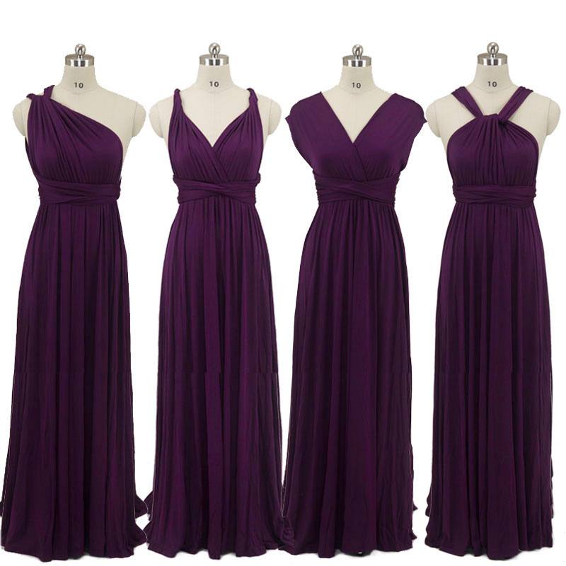 Dark Purple Wrap-around Bridesmaid Dresses Endless Way Convertible Maxi Dress - RongMoon