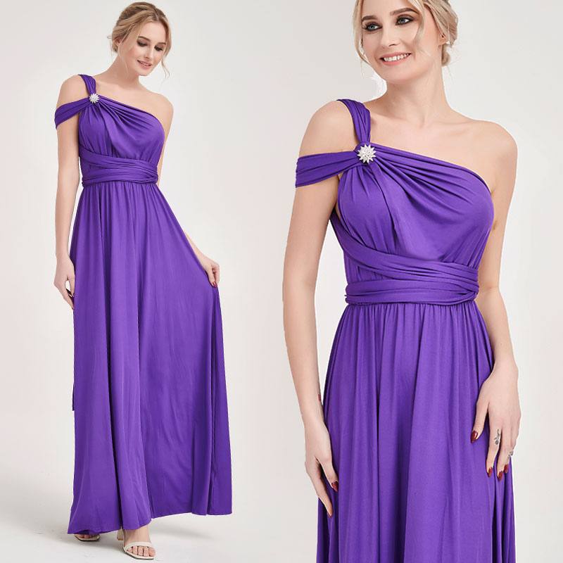 Grape Wrap-around Convertible Beach Wedding Bridesmaid Dresses - RongMoon