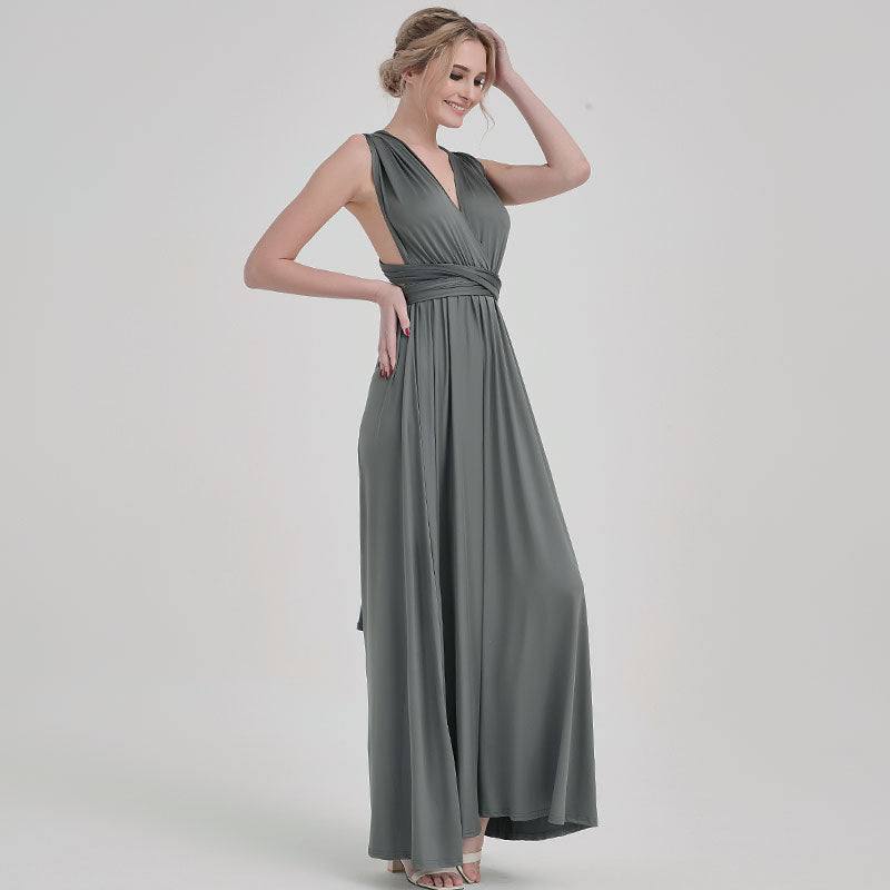Grey Multi Convertible Versatile Wedding Bridesmaid Dresses - RongMoon