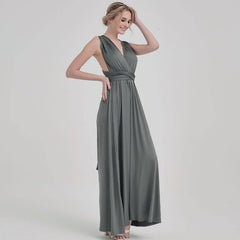 Grey Multi Convertible Versatile Wedding Bridesmaid Dresses - RongMoon