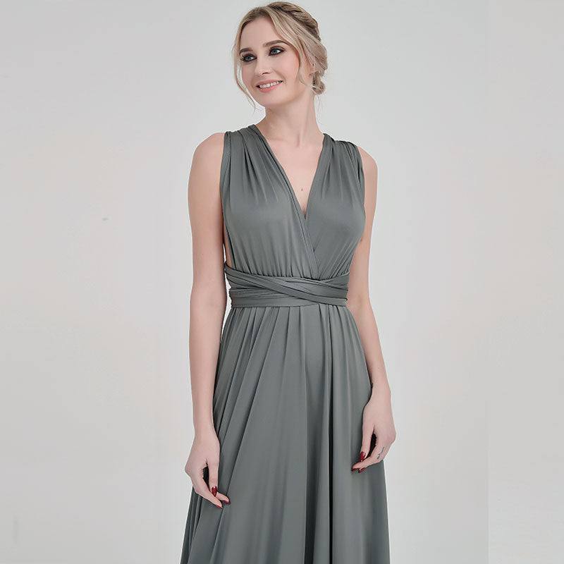 Grey Multi Convertible Versatile Wedding Bridesmaid Dresses - RongMoon