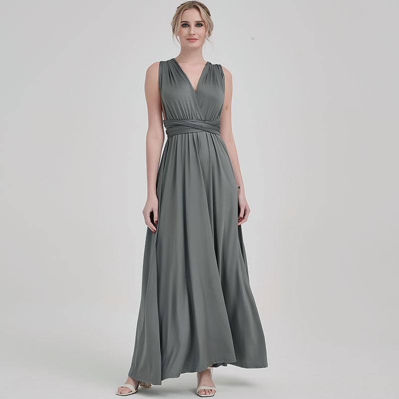 Grey Multi Convertible Versatile Wedding Bridesmaid Dresses - RongMoon