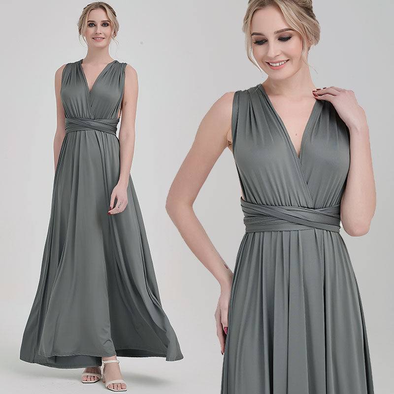 Grey Multi Convertible Versatile Wedding Bridesmaid Dresses - RongMoon