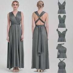 Grey Multi Convertible Versatile Wedding Bridesmaid Dresses - RongMoon