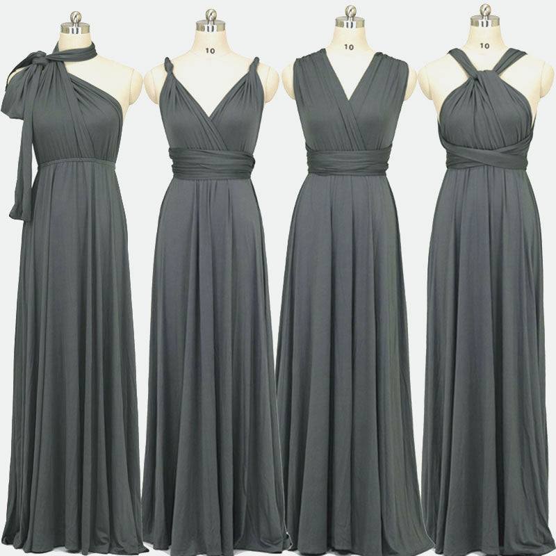 Grey Multi Convertible Versatile Wedding Bridesmaid Dresses - RongMoon