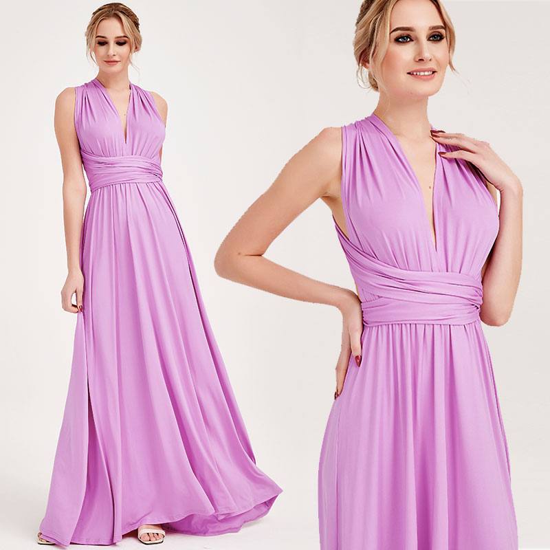 Lilac Wrap Around Bridesmaid Dresses Endless Way Convertible Maxi Dress - RongMoon