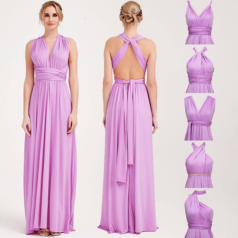 Lilac Wrap Around Bridesmaid Dresses Endless Way Convertible Maxi Dress - RongMoon