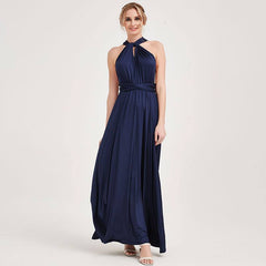 Navy Blue Infinity Wrap Bridesmaid Dresses Endless Way Convertible Maxi Dress - RongMoon