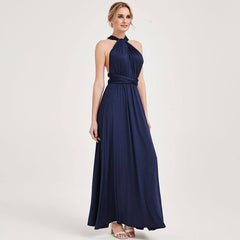 Navy Blue Infinity Wrap Bridesmaid Dresses Endless Way Convertible Maxi Dress - RongMoon