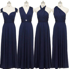 Navy Blue Infinity Wrap Bridesmaid Dresses Endless Way Convertible Maxi Dress - RongMoon