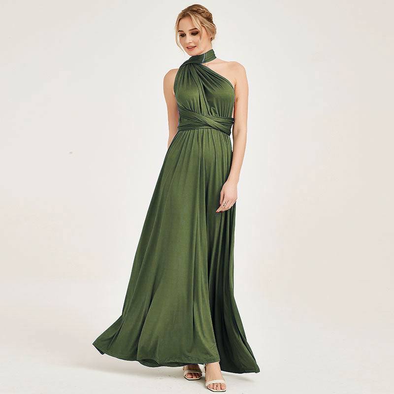 Olive Green Endless Ways Convertible Beach Wedding Bridesmaid Dresses - RongMoon