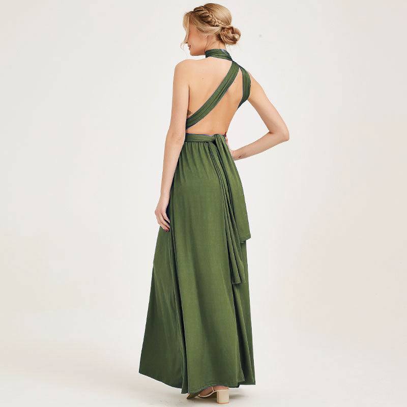 Olive Green Endless Ways Convertible Beach Wedding Bridesmaid Dresses - RongMoon