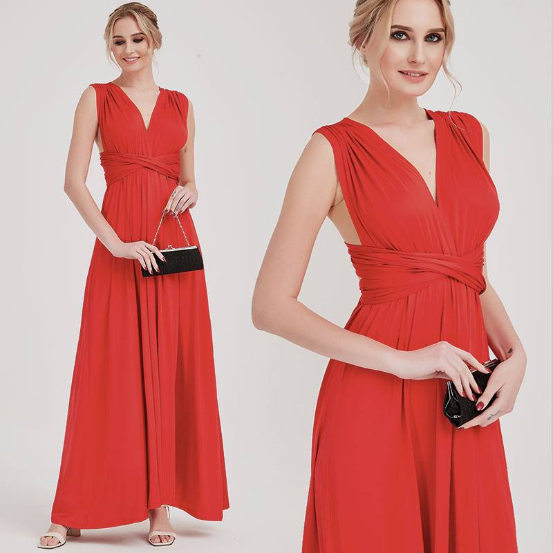 [Final Sale] Red Endless Ways Convertible Beach Wedding Bridesmaid Dresses - RongMoon
