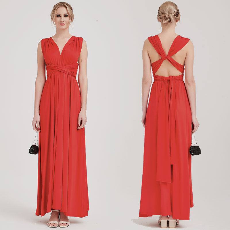 [Final Sale] Red Endless Ways Convertible Beach Wedding Bridesmaid Dresses - RongMoon