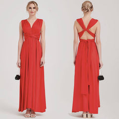 [Final Sale] Red Endless Ways Convertible Beach Wedding Bridesmaid Dresses - RongMoon