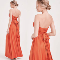 [Final Sale] Rust Infinity Wrap Gown Endless Ways Bridesmaid Dress - RongMoon