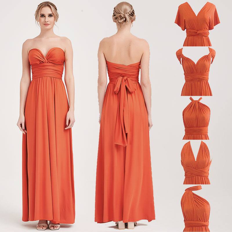[Final Sale] Rust Infinity Wrap Gown Endless Ways Bridesmaid Dress - RongMoon