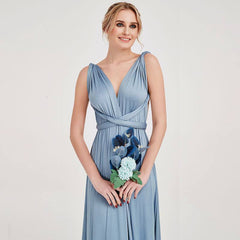 Slate Blue Infinity Gown Wrap Bridesmaid Dress - RongMoon