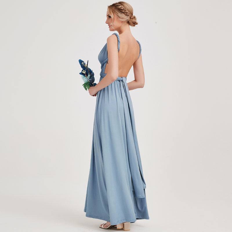 Slate Blue Infinity Gown Wrap Bridesmaid Dress - RongMoon