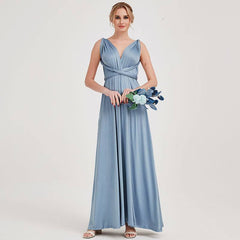 Slate Blue Infinity Gown Wrap Bridesmaid Dress - RongMoon