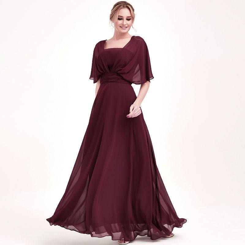 Burgundy CONVERTIBLE Chiffon Bridesmaid Dress-CHRIS - RongMoon