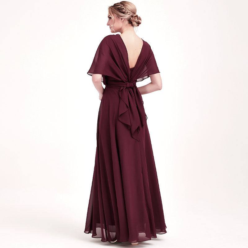 Burgundy CONVERTIBLE Chiffon Bridesmaid Dress-CHRIS - RongMoon