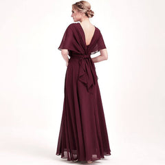 Burgundy CONVERTIBLE Chiffon Bridesmaid Dress-CHRIS - RongMoon