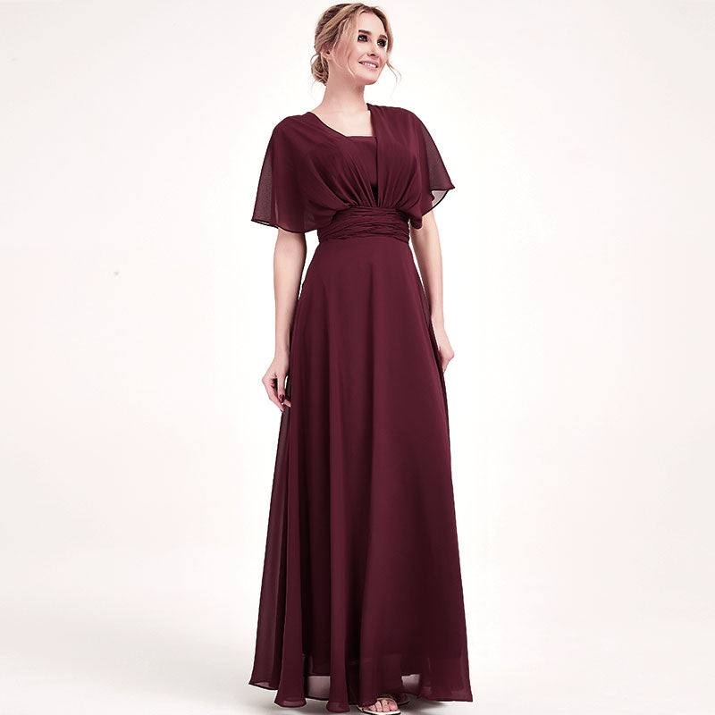 Burgundy CONVERTIBLE Chiffon Bridesmaid Dress-CHRIS - RongMoon