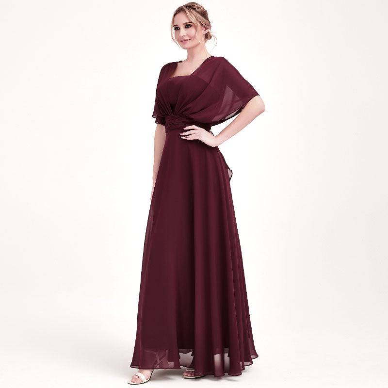 Burgundy CONVERTIBLE Chiffon Bridesmaid Dress-CHRIS - RongMoon
