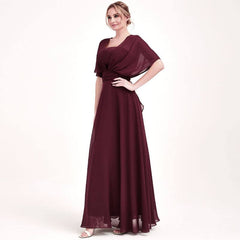 Burgundy CONVERTIBLE Chiffon Bridesmaid Dress-CHRIS - RongMoon