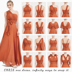 Burgundy CONVERTIBLE Chiffon Bridesmaid Dress-CHRIS - RongMoon