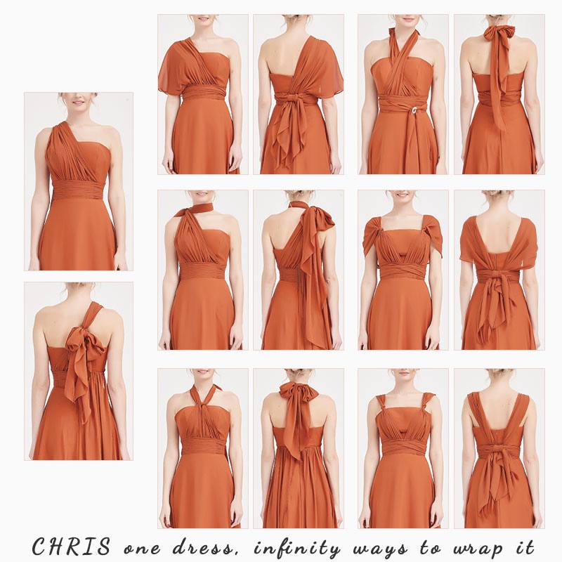 [Final Sale] Light Champagne Convertible Chiffon Bridesmaid Dress CHRIS - RongMoon