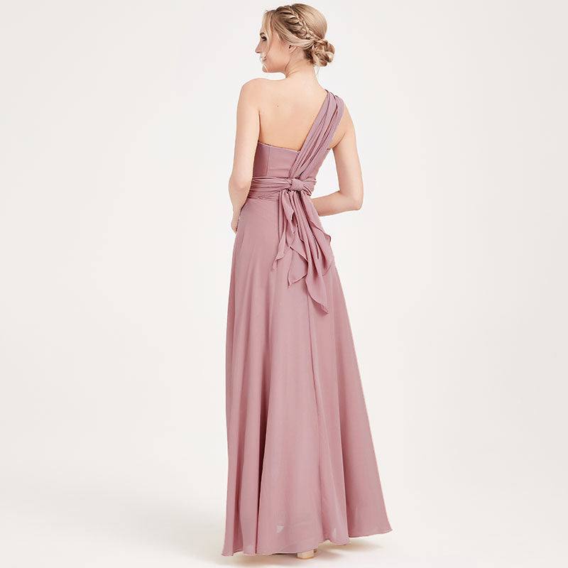 Vintage Mauve CONVERTIBLE Chiffon Bridesmaid Dress-CHRIS - RongMoon
