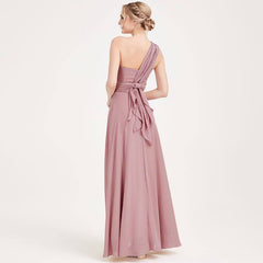 Vintage Mauve CONVERTIBLE Chiffon Bridesmaid Dress-CHRIS - RongMoon