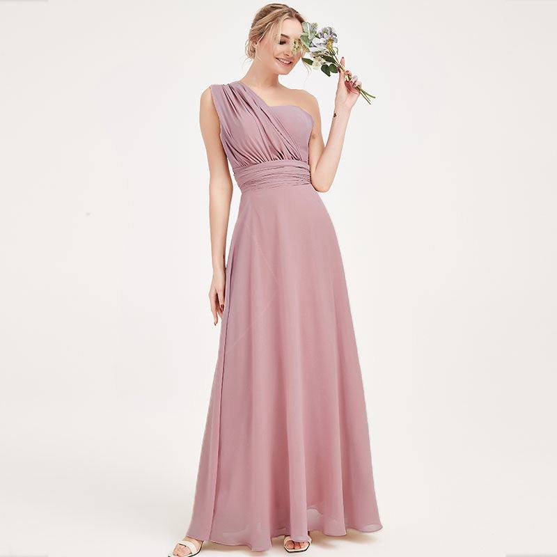 Vintage Mauve CONVERTIBLE Chiffon Bridesmaid Dress-CHRIS - RongMoon
