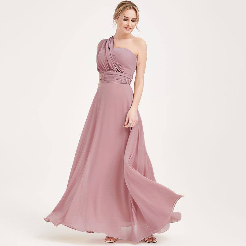 Vintage Mauve CONVERTIBLE Chiffon Bridesmaid Dress-CHRIS - RongMoon