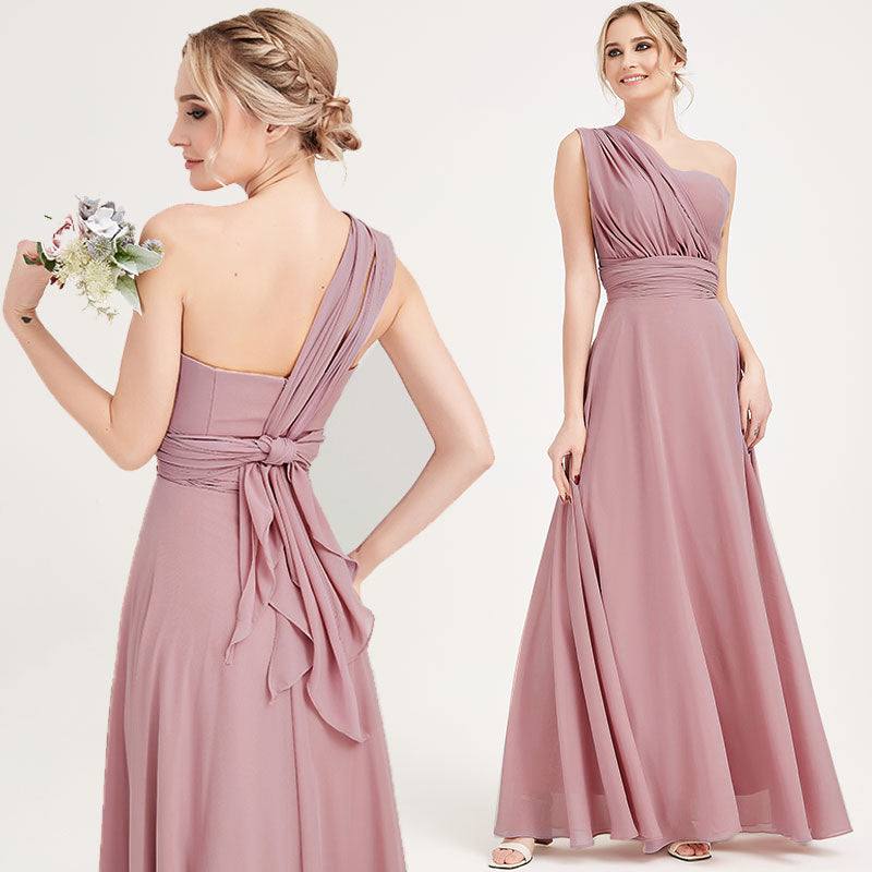 Vintage Mauve CONVERTIBLE Chiffon Bridesmaid Dress-CHRIS - RongMoon