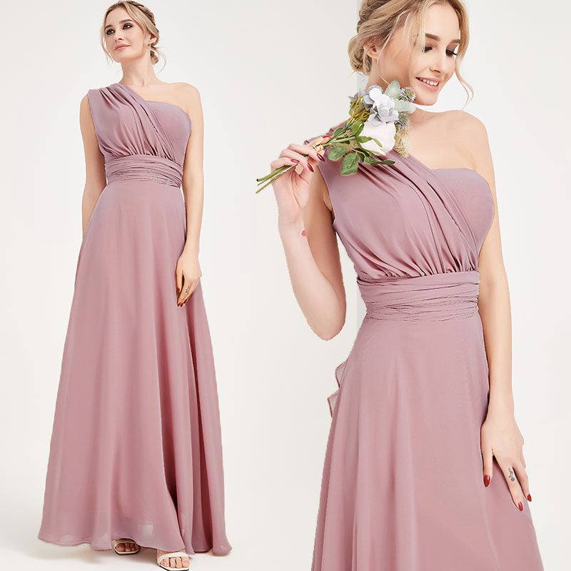 Vintage Mauve CONVERTIBLE Chiffon Bridesmaid Dress-CHRIS - RongMoon