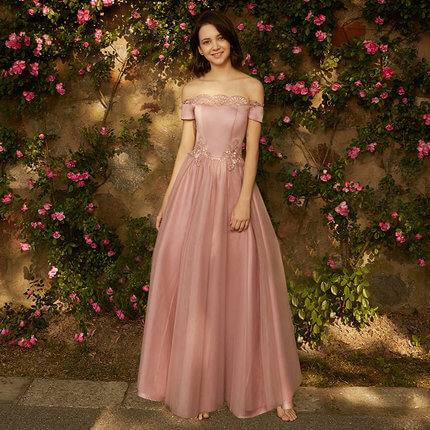 [Final Sale]Mix Match Dusty Rose and Silver Embroidery Bridesmaid Dress - RongMoon