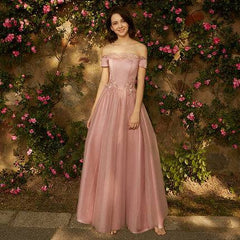 [Final Sale]Mix Match Dusty Rose and Silver Embroidery Bridesmaid Dress - RongMoon