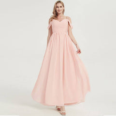 Prussian Indigo Blue Spaghetti Straps Pleated Chiffon Cold-Shoulder Bridesmaid Dress - RongMoon