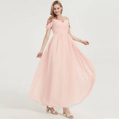 Prussian Indigo Blue Spaghetti Straps Pleated Chiffon Cold-Shoulder Bridesmaid Dress - RongMoon