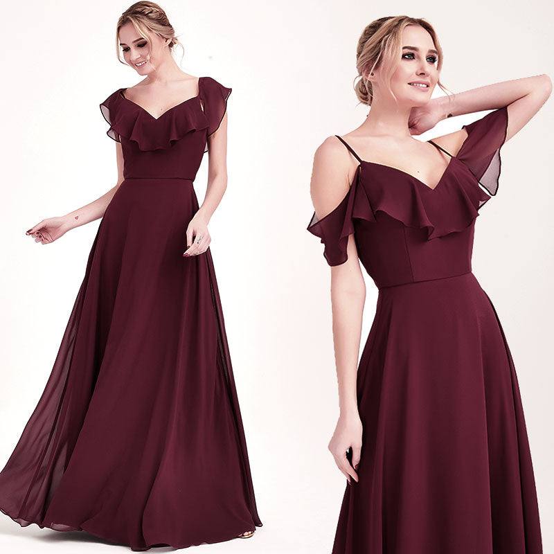Burgundy CONVERTIBLE Bridesmaid Dress-ZOLA - RongMoon