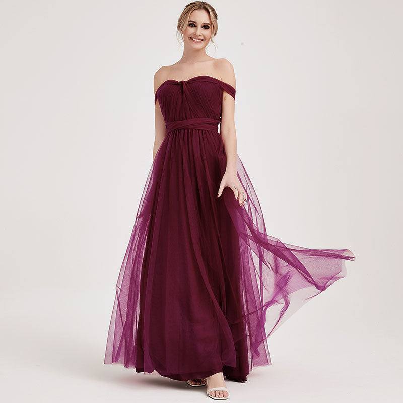 Burgundy MULTI WAY Sweetheart Tulle Bridesmaid Dress-ALICE - RongMoon