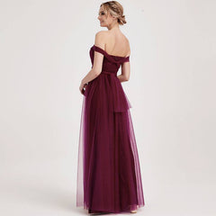 Burgundy MULTI WAY Sweetheart Tulle Bridesmaid Dress-ALICE - RongMoon