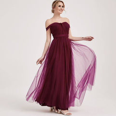 Burgundy MULTI WAY Sweetheart Tulle Bridesmaid Dress-ALICE - RongMoon