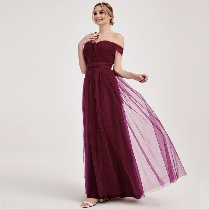 Burgundy MULTI WAY Sweetheart Tulle Bridesmaid Dress-ALICE - RongMoon