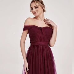 Burgundy MULTI WAY Sweetheart Tulle Bridesmaid Dress-ALICE - RongMoon