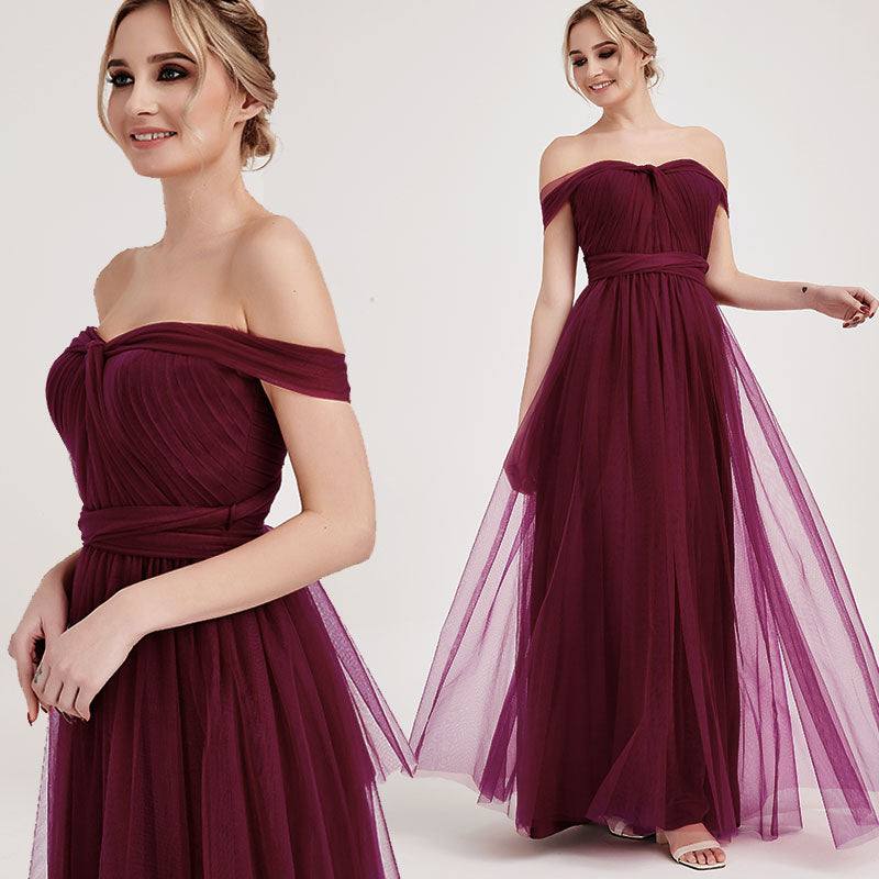 Burgundy MULTI WAY Sweetheart Tulle Bridesmaid Dress-ALICE - RongMoon